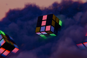 Cubes Floating In Air (1366x768) Resolution Wallpaper