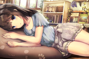 Cute Anime Girl Laying Down (320x240) Resolution Wallpaper