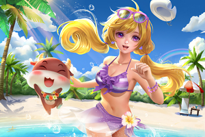Cute Blonde Running On Beach (1280x720) Resolution Wallpaper