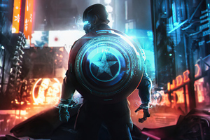 Cyber Captain America 5k Wallpaper