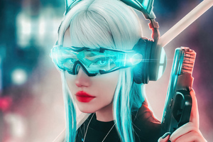 Cyber Girl Glasses 4k Wallpaper