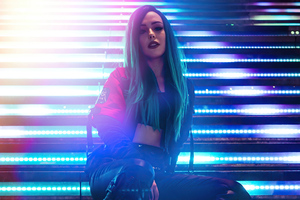 Cyber Girl In Neon Lights 4k