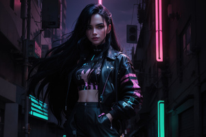Cyber Girl Tale In A Scifi Universe Of Streets (2560x1024) Resolution Wallpaper