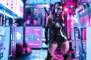 Cyber Girl With Sword 5k