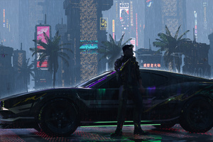 Cyberpunk 2077 Car In Neon City (2560x1080) Resolution Wallpaper