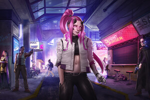 Cyberpunk 2077 Girl 4k New (1336x768) Resolution Wallpaper
