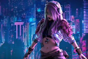 Cyberpunk City Girl 4k (1920x1080) Resolution Wallpaper