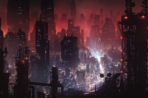 Cyberpunk City Night View 4k
