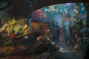 Cyberpunk City Paint Art 4k Wallpaper