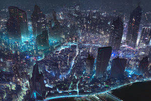 Cyberpunk City World Map 4k