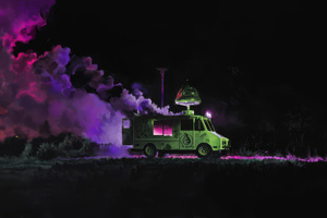 Cyberpunk Food Wagon (3840x2160) Resolution Wallpaper