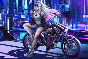 Cyberpunk Girl Bike 4k Artworks