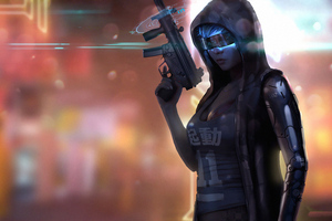 Cyberpunk Girl Gun 4k
