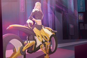 Cyberpunk Girl Rider 4k