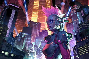 Cyberpunk Pink Hair Girl 4k