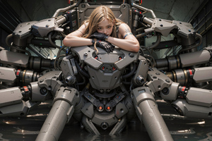 Cyberpunk Scifi Girl In Urban Robot World (1360x768) Resolution Wallpaper