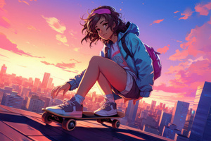 Cyberpunk Skater Girl (2880x1800) Resolution Wallpaper