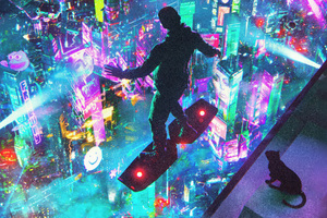 Cyberpunk Skyglider Wallpaper