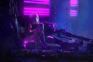 Cyberpunk Sniper Girl