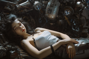 Cyborg Girl Sleeping (1600x1200) Resolution Wallpaper