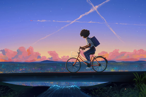 Cycling To School Vibes Wallpaper