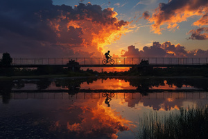 Cyclist Boy Through The Clouds And Silence (1920x1200) Resolution Wallpaper