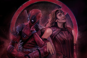 Deadpool And Scarlet Witch A Chaotic Crossover Wallpaper