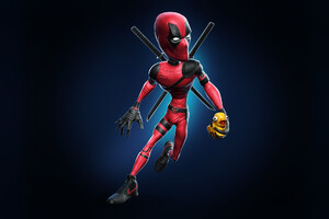 Deadpool Wearing Nike Shoes Holding Duck Toy (1152x864) Resolution Wallpaper