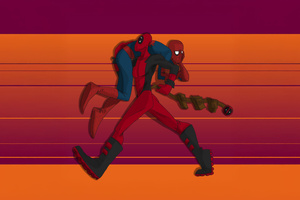 Deadpool X Spiderman Off To Fight Crime (1360x768) Resolution Wallpaper