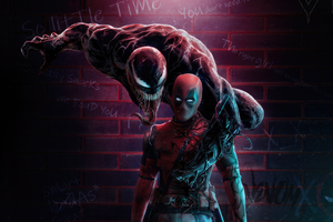 Deadpool X Venom Unleashed (1360x768) Resolution Wallpaper