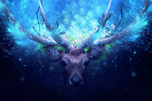 Deer Artistic Blue Manipulation