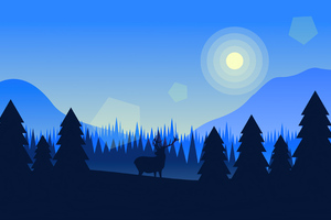 Deer Forest Vector Illustration Wallpaper