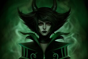Demon Fantasy Green Horns Wallpaper