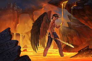Devil With Wings Sword (1024x768) Resolution Wallpaper