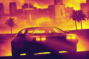 DMC DeLorean Hotline Miami Video Game Cover Art