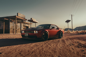 Dodge Challenger In Desert Wallpaper
