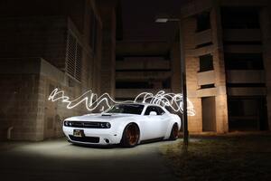 Dodge Challenger Muscle Car Photography Long Exposure (1336x768) Resolution Wallpaper