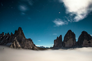 Dolomites Mountain Range Italy Scenery Clouds Sky (1600x900) Resolution Wallpaper