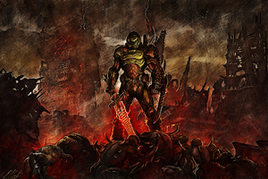 Doom Slayer (2932x2932) Resolution Wallpaper