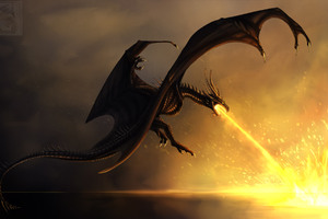 Dragon Burning Flames (2880x1800) Resolution Wallpaper
