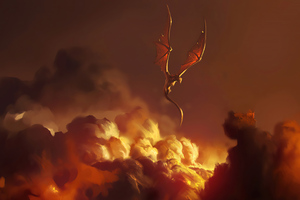 Dragon Clouds Fire Storm 4k (2560x1080) Resolution Wallpaper