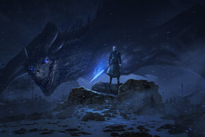 Dragon Night King Game Of Thrones Season 8 (1336x768) Resolution Wallpaper