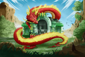Dragon Protecting Its Precious (2048x2048) Resolution Wallpaper