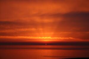 Dramtic Orange Sky Beach Sunset