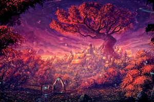 Dreamy Forest Painting Art 4k (1360x768) Resolution Wallpaper