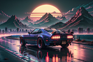 Driving Into The Sunset (2932x2932) Resolution Wallpaper