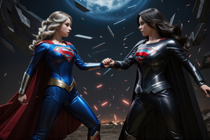 Duality Of Power Supergirl Vs Evil Supergirl Wallpaper
