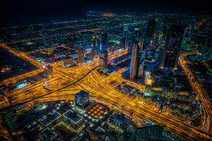 Dubai Building Lights Skycrappers 4k (2560x1080) Resolution Wallpaper