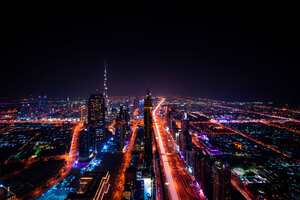 Dubai Cityscape Buildings Lights 8k