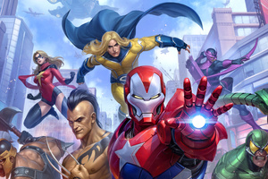 Dynamic Defenders Assemble In Style Marvel Future Fight (2560x1024) Resolution Wallpaper
